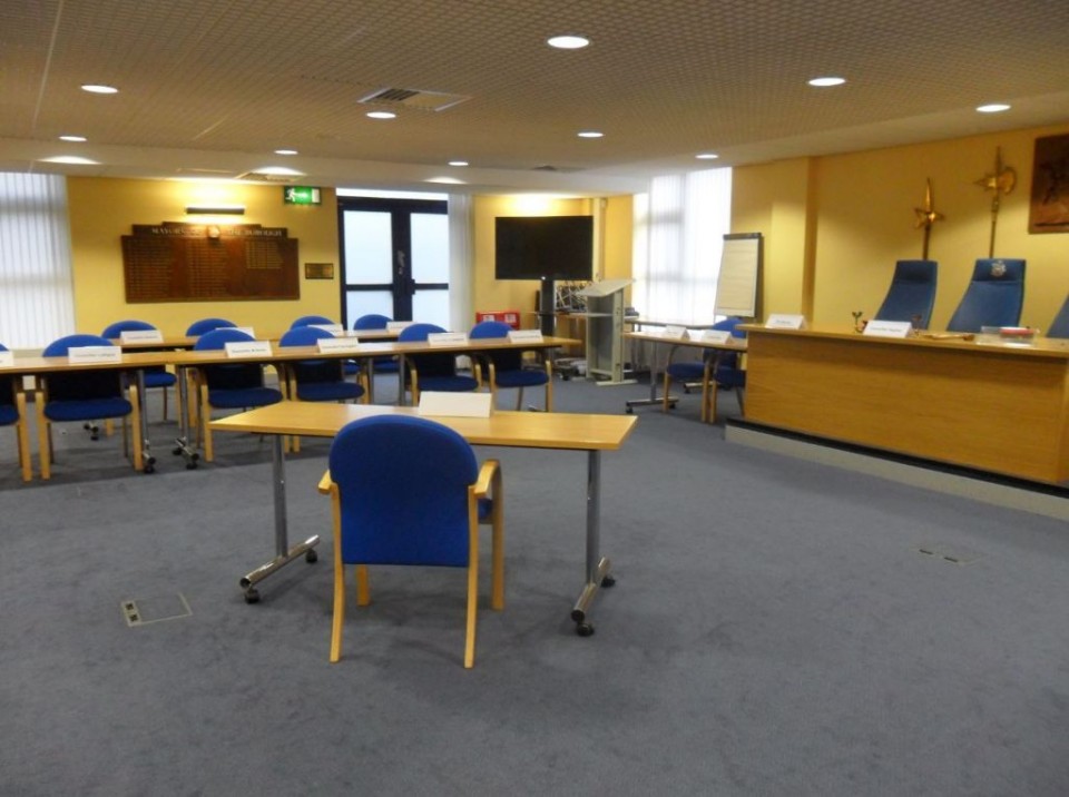 Our Democratic Services Team have been busy this afternoon setting up our Council Chamber for a committee meeting 