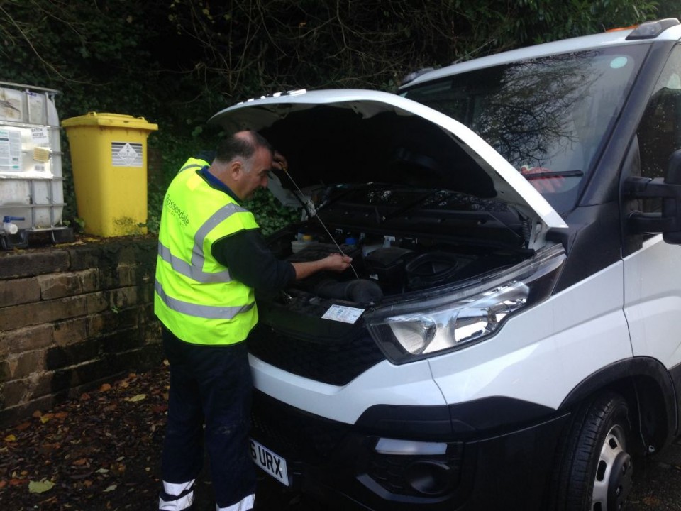 One of our Town Centre Caretakers doing his vehicle checks before starting a hard day cleansing the valley 