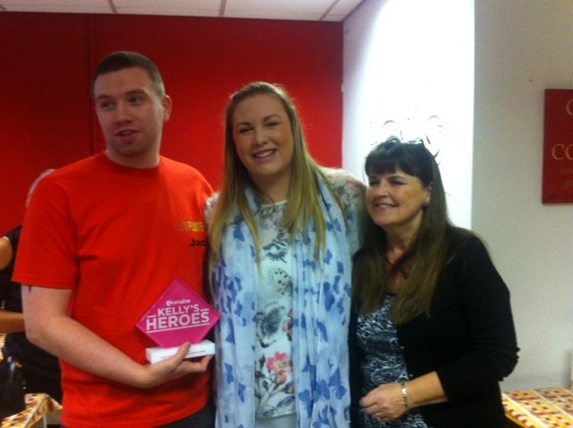 Jack with his Kelly's hero award, partner Evelyn and Pat